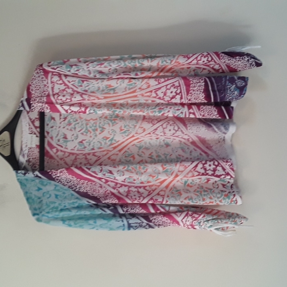 Chicos Medallion Ruched-Sleeve Cardigan with Bonus Scarf 1P - Picture 7 of 14